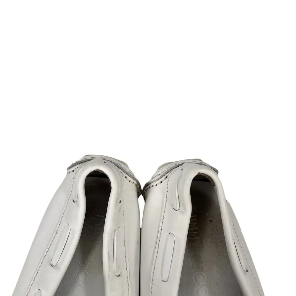 Jimmy Choo Men's White Leather Tassel Loafers - 45/ US 12 - Picture 3 of 8